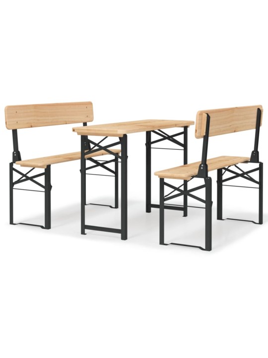3dílný skládací bistro set masivní jedlové dřevo