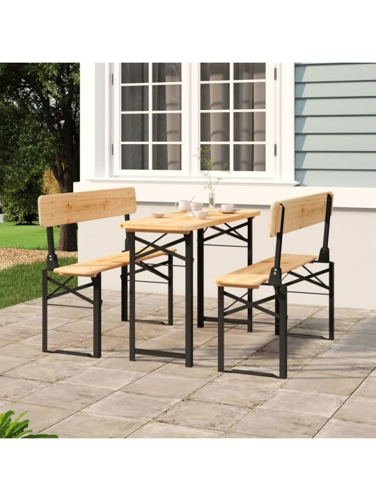3dílný skládací bistro set masivní jedlové dřevo
