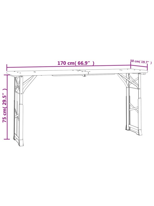 Skládací barový stůl 170 x 50 x 75/105 cm masivní jedlové dřevo