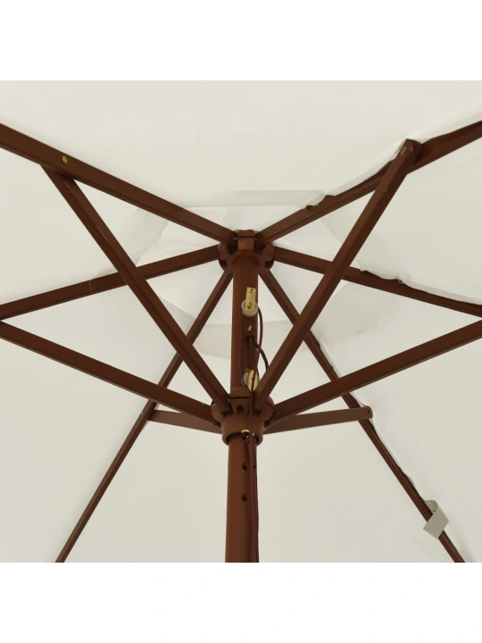 Zahradní slunečník s dřevěnou tyčí pískový 196 x 231 cm