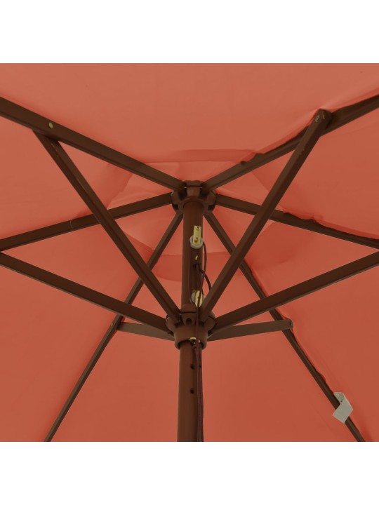 Zahradní slunečník s dřevěnou tyčí terakotový 196 x 231 cm