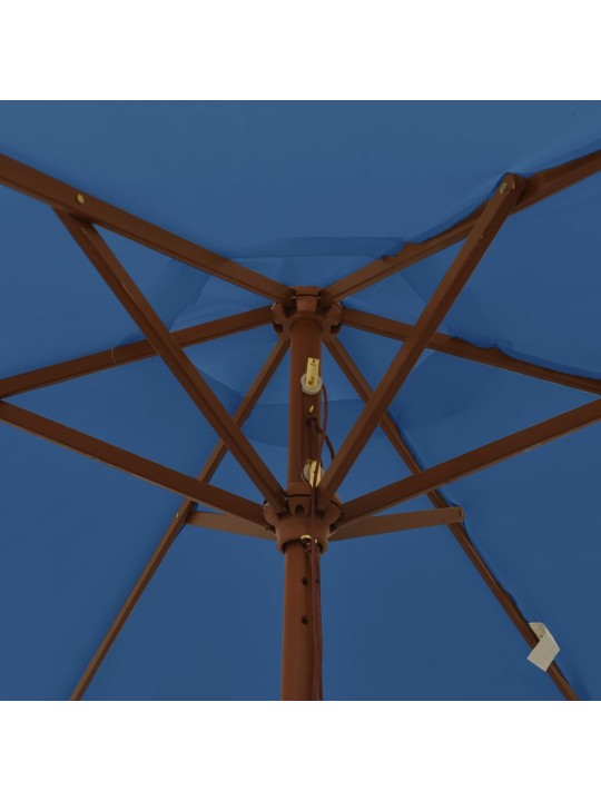 Zahradní slunečník s dřevěnou tyčí azurově modrý 196 x 231 cm