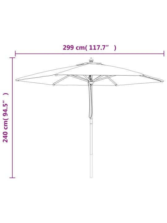 Zahradní slunečník s dřevěnou tyčí terakotový 299 x 240 cm