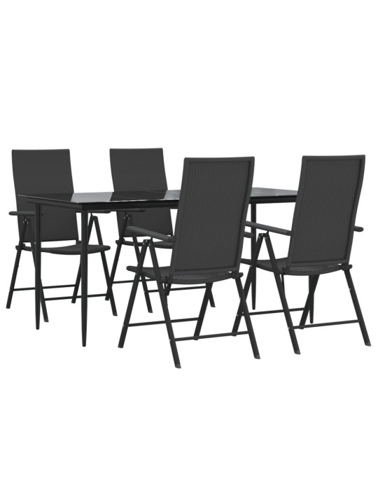5dílný zahradní jídelní set černý polyratan
