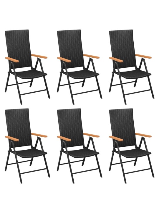 7dílný zahradní jídelní set černý a hnědý polyratan