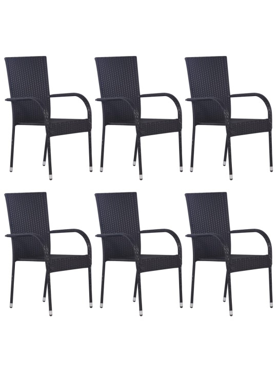 7dílný zahradní jídelní set černý polyratan