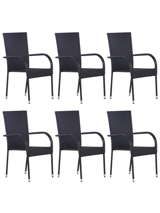 7dílný zahradní jídelní set černý polyratan