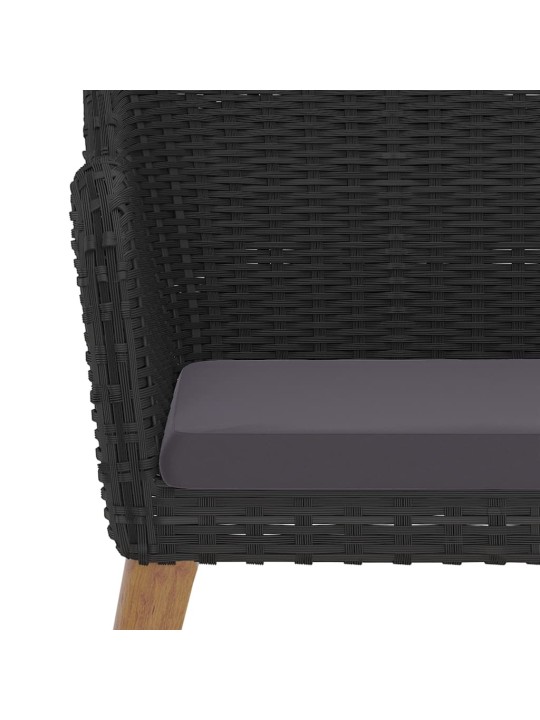 7dílný zahradní jídelní set s poduškami černý