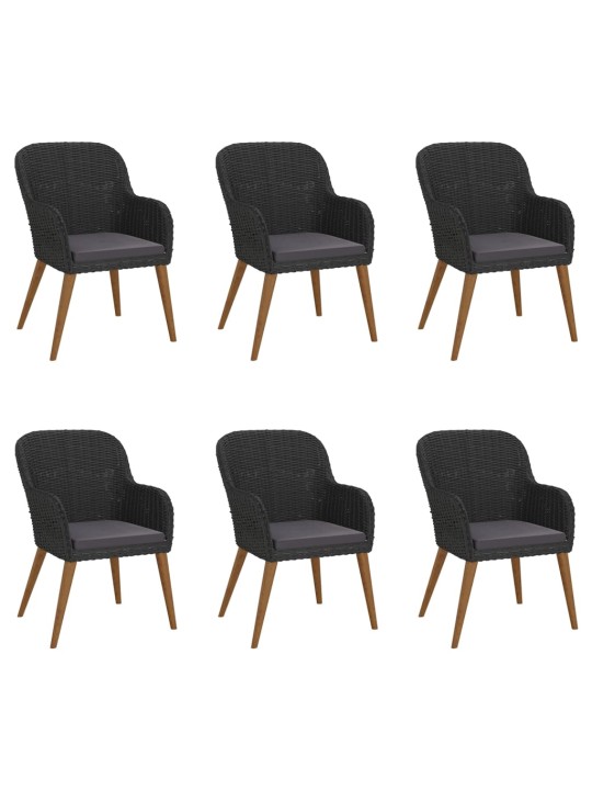 7dílný zahradní jídelní set s poduškami černý