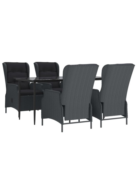 5dílný zahradní jídelní set tmavě šedý polyratan