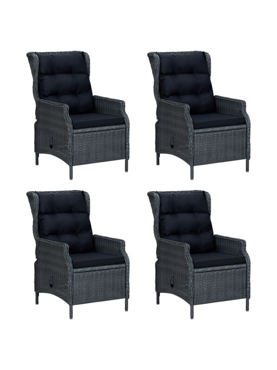 5dílný zahradní jídelní set tmavě šedý polyratan