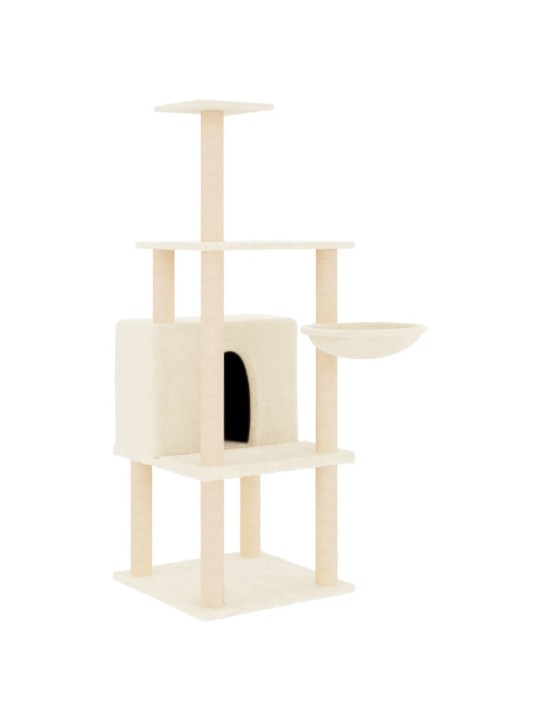 Škrabadlo pro kočky se sisalovými sloupky krémové 132 cm