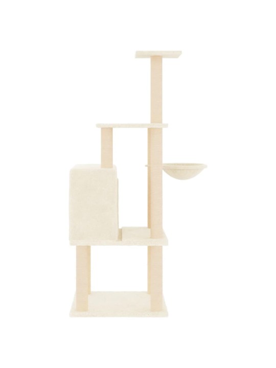 Škrabadlo pro kočky se sisalovými sloupky krémové 132 cm