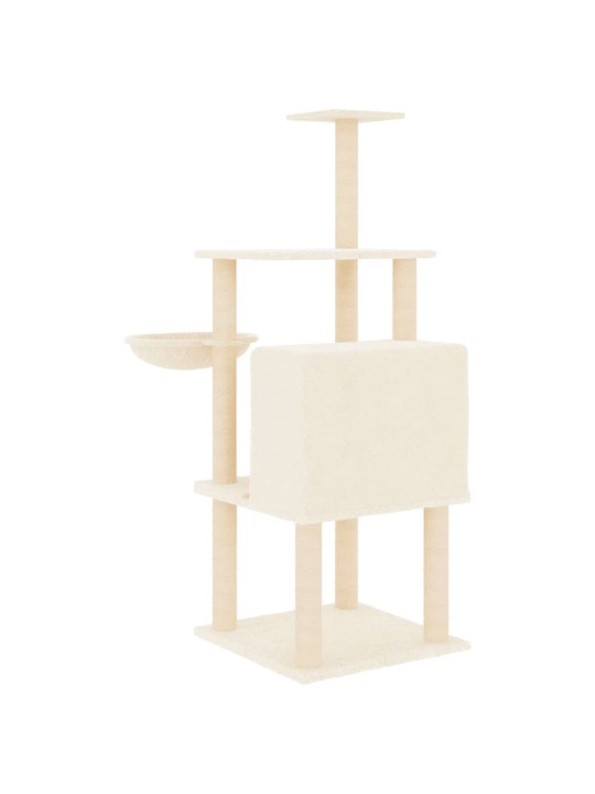Škrabadlo pro kočky se sisalovými sloupky krémové 132 cm