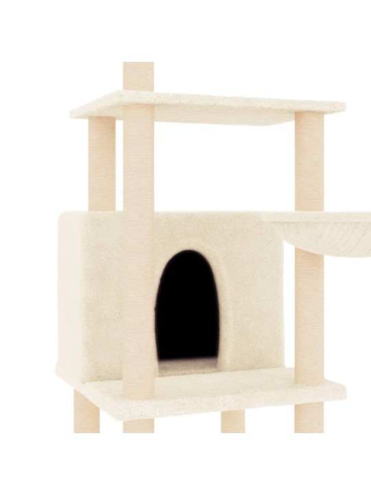 Škrabadlo pro kočky se sisalovými sloupky krémové 132 cm