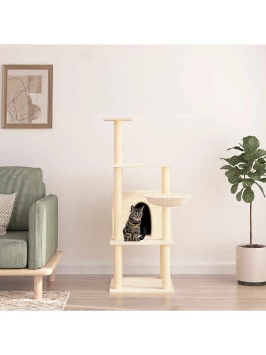 Škrabadlo pro kočky se sisalovými sloupky krémové 132 cm