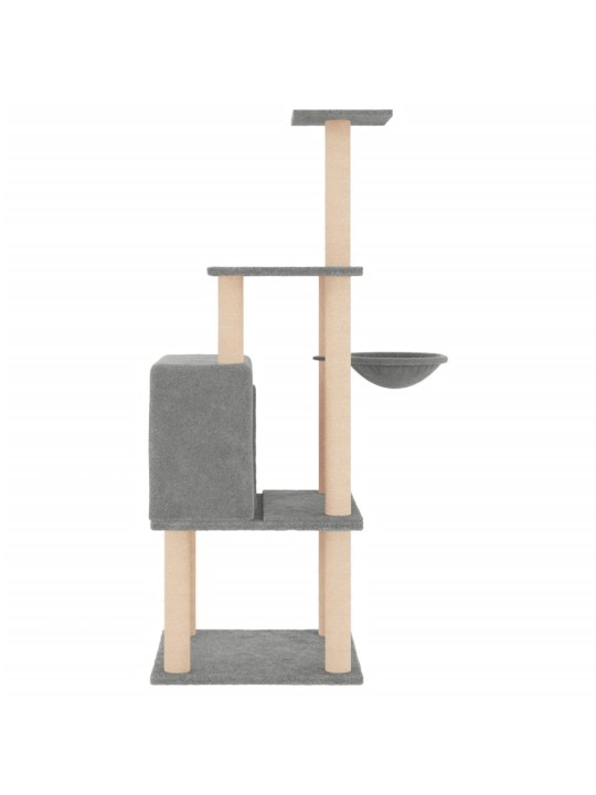 Škrabadlo pro kočky se sisalovými sloupky světle šedé 132 cm