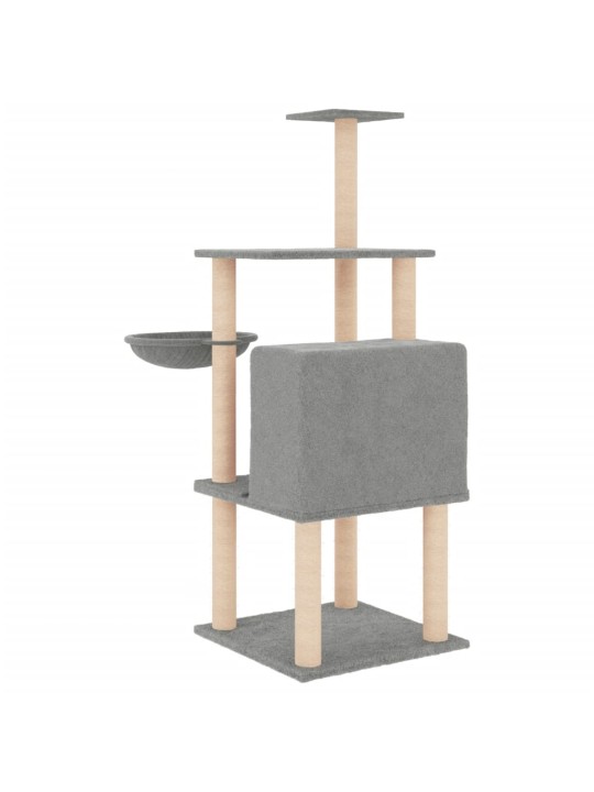 Škrabadlo pro kočky se sisalovými sloupky světle šedé 132 cm