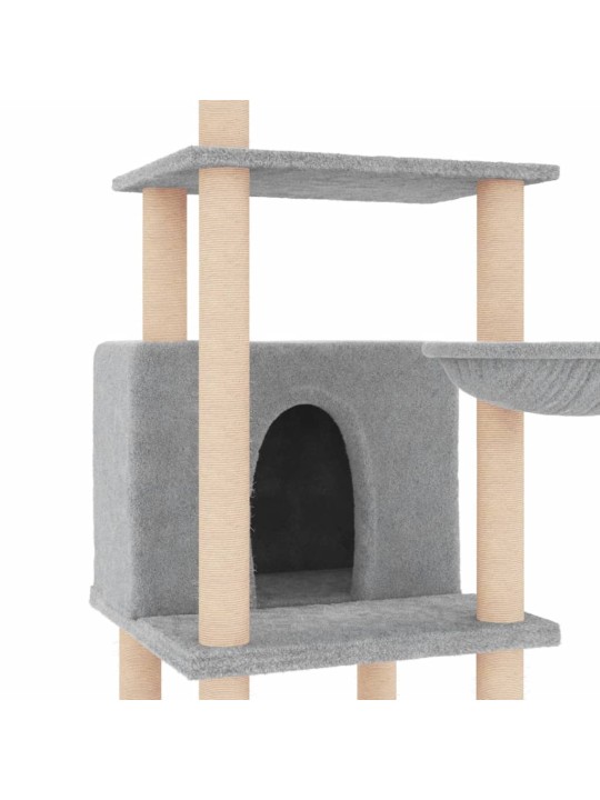 Škrabadlo pro kočky se sisalovými sloupky světle šedé 132 cm