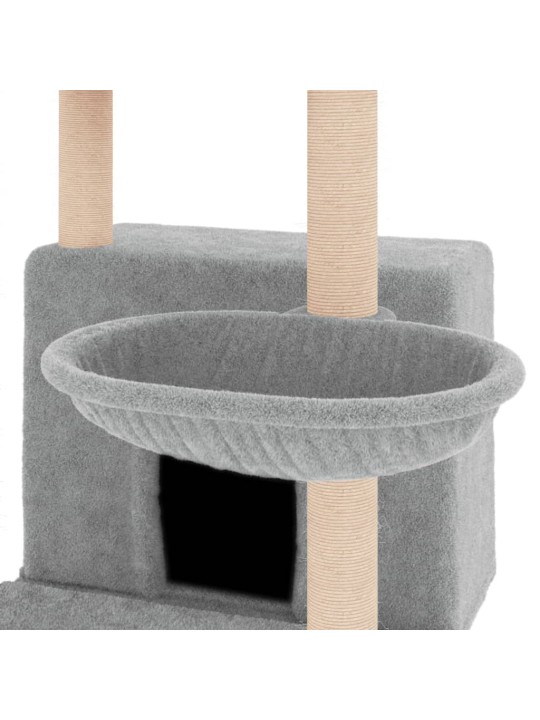 Škrabadlo pro kočky se sisalovými sloupky světle šedé 132 cm