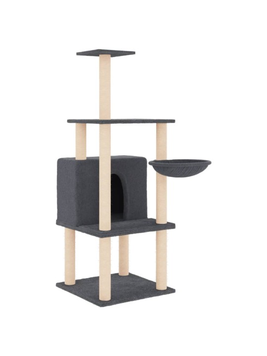 Škrabadlo pro kočky se sisalovými sloupky tmavě šedé 132 cm