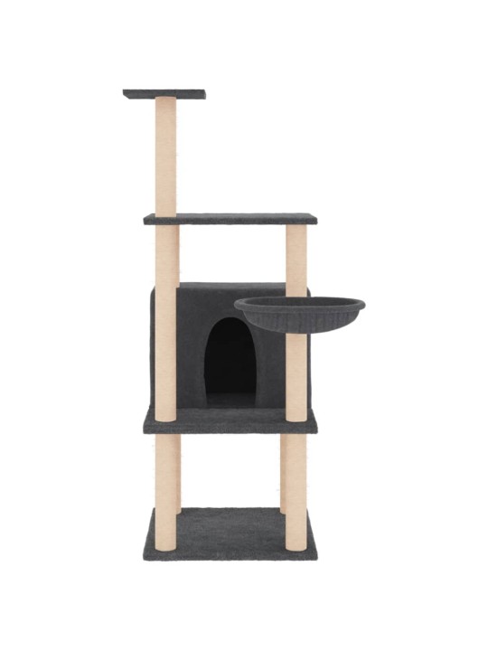 Škrabadlo pro kočky se sisalovými sloupky tmavě šedé 132 cm