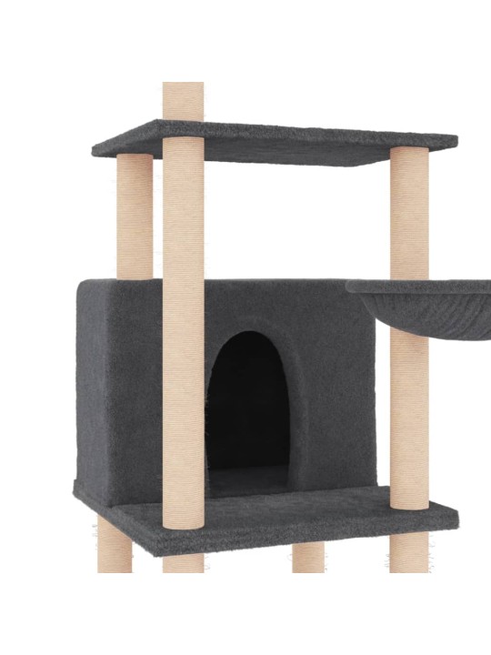 Škrabadlo pro kočky se sisalovými sloupky tmavě šedé 132 cm