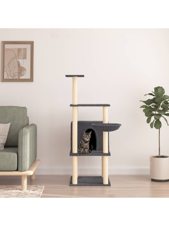 Škrabadlo pro kočky se sisalovými sloupky tmavě šedé 132 cm