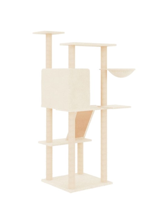 Škrabadlo pro kočky se sisalovými sloupky krémové 143 cm