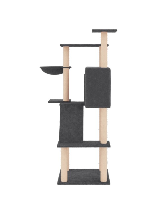 Škrabadlo pro kočky se sisalovými sloupky tmavě šedé 143 cm