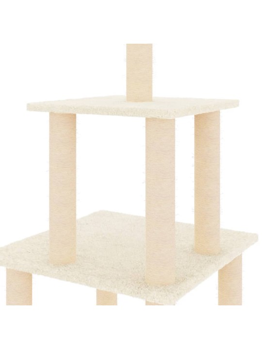 Škrabadlo pro kočky se sisalovými sloupky krémové 111 cm