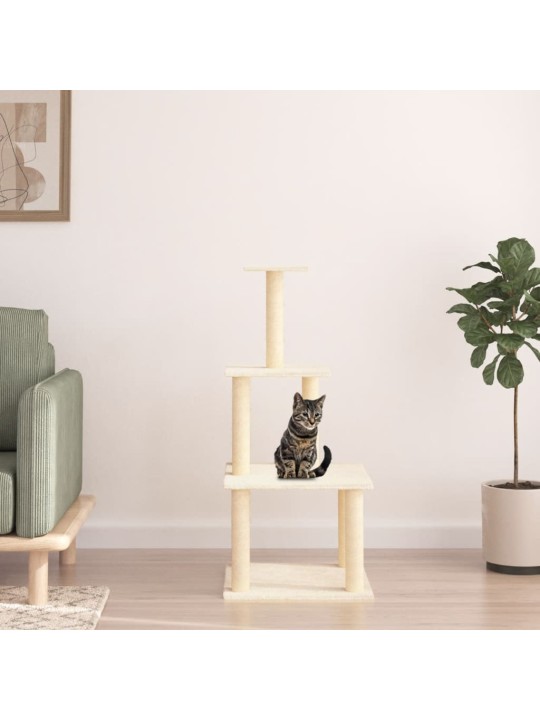 Škrabadlo pro kočky se sisalovými sloupky krémové 111 cm