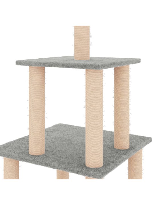 Škrabadlo pro kočky se sisalovými sloupky světle šedé 111 cm