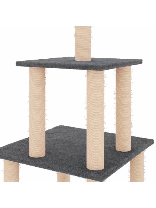 Škrabadlo pro kočky se sisalovými sloupky tmavě šedé 111 cm