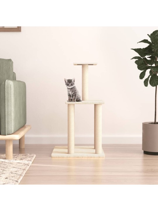 Škrabadlo pro kočky se sisalovými sloupky krémové 85,5 cm
