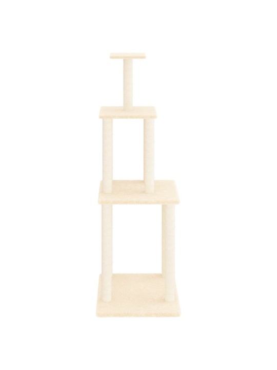 Škrabadlo pro kočky se sisalovými sloupky krémové 149 cm