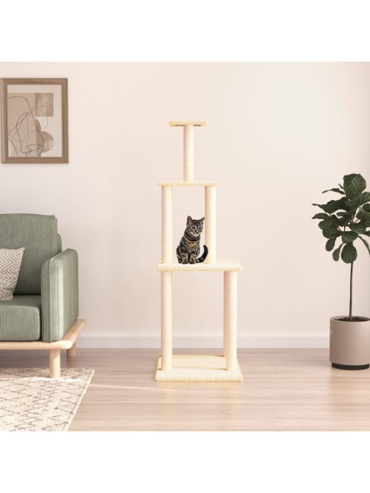 Škrabadlo pro kočky se sisalovými sloupky krémové 149 cm