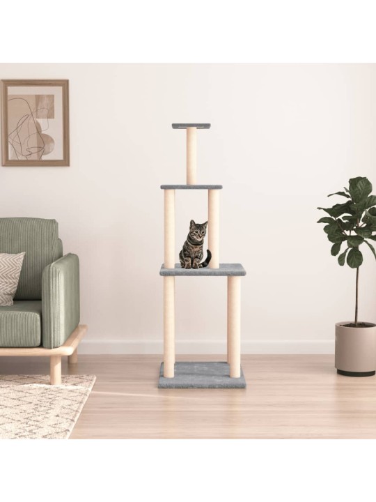 Škrabadlo pro kočky se sisalovými sloupky světle šedé 149 cm