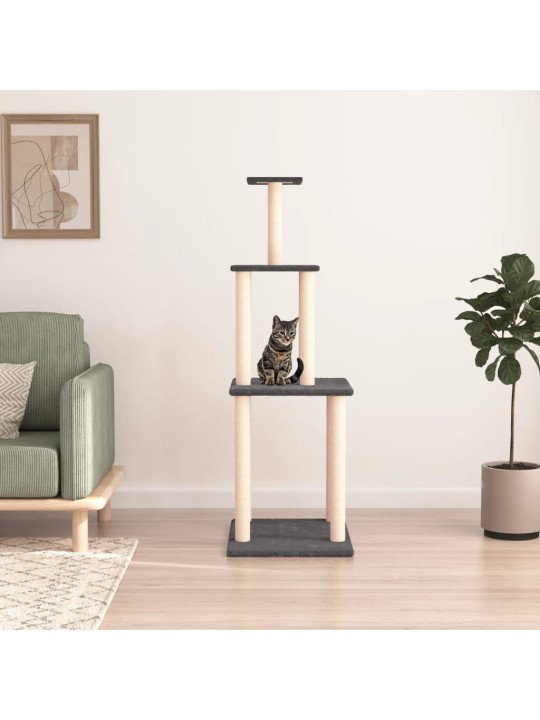 Škrabadlo pro kočky se sisalovými sloupky tmavě šedé 149 cm