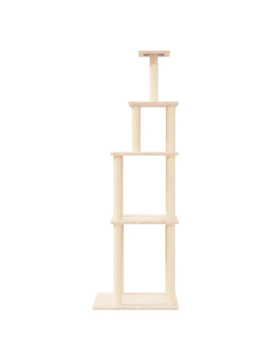 Škrabadlo pro kočky se sisalovými sloupky krémové 183 cm