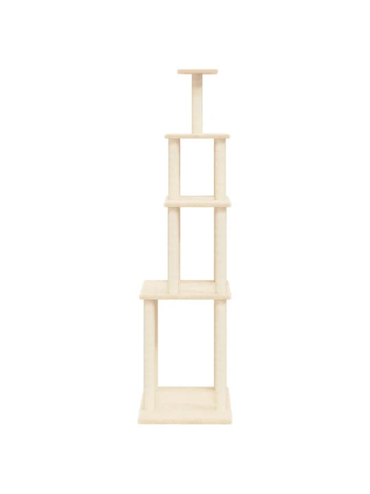 Škrabadlo pro kočky se sisalovými sloupky krémové 183 cm