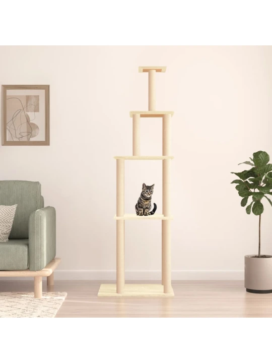 Škrabadlo pro kočky se sisalovými sloupky krémové 183 cm
