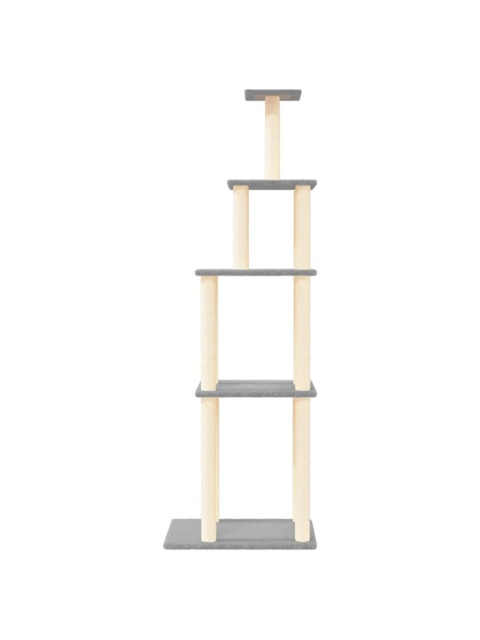 Škrabadlo pro kočky se sisalovými sloupky světle šedé 183 cm