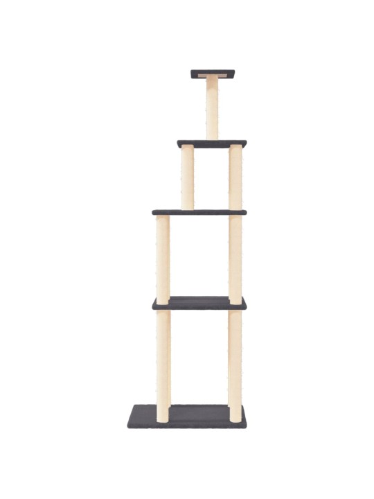 Škrabadlo pro kočky se sisalovými sloupky tmavě šedé 183 cm