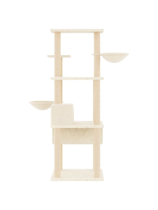 Škrabadlo pro kočky se sisalovými sloupky krémové 141 cm