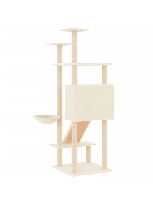 Škrabadlo pro kočky se sisalovými sloupky krémové 153 cm