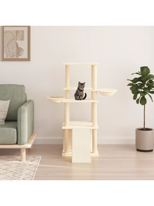 Škrabadlo pro kočky se sisalovými sloupky krémové 133 cm
