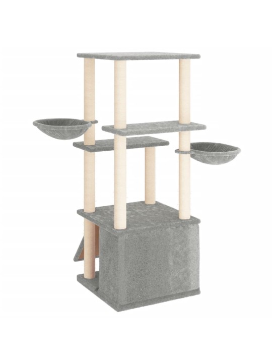 Škrabadlo pro kočky se sisalovými sloupky světle šedé 133 cm