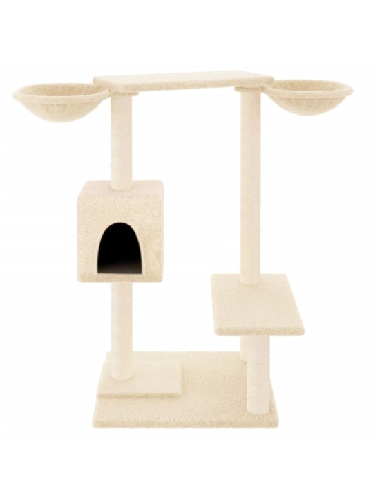 Škrabadlo pro kočky se škrabacími sloupky krémové 82 cm