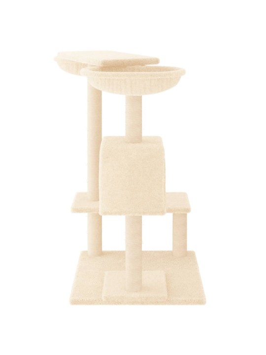 Škrabadlo pro kočky se škrabacími sloupky krémové 82 cm